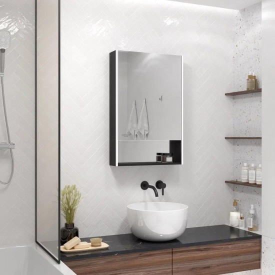 Шкаф с зеркалом Континент Filit Black LED 500x800 правый
