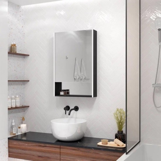 Шкаф с зеркалом Континент Filit Black LED 500x800 левый