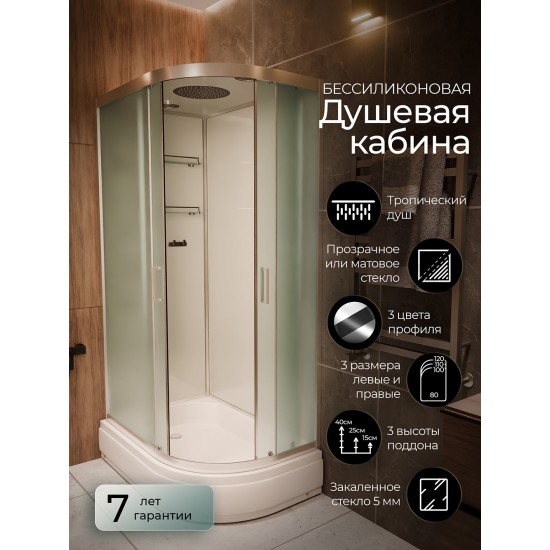Душевая кабина F412/1 L/R М White 120х80 см средний поддон