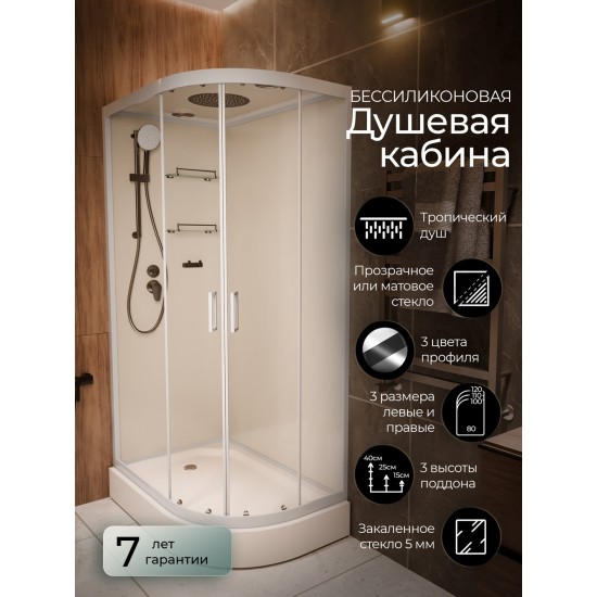 Душевая кабина Frank  F418L/P White 100х80 см без крыши