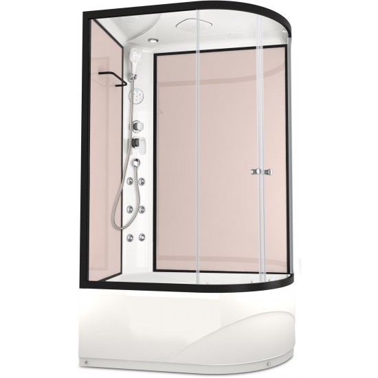 Душевая кабина Domani-Spa Delight 128 High 120x80 прозрачное стекло / розовые стенки с крышей (левая)