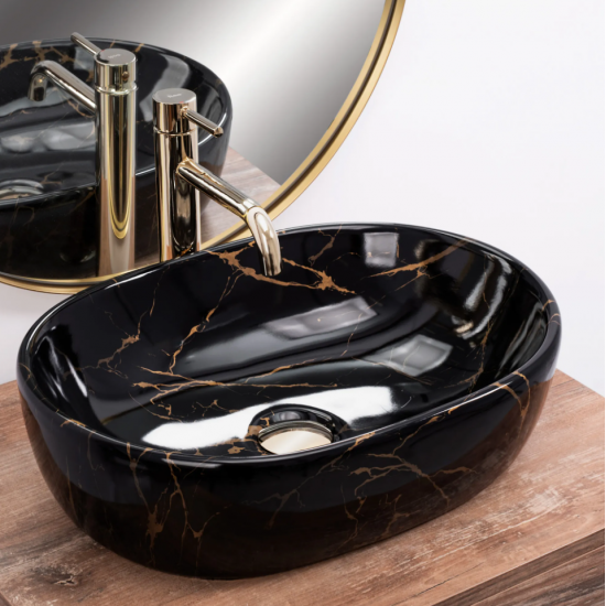 Умывальник Rea Amelia black marble shiny REA-U8000 48 см
