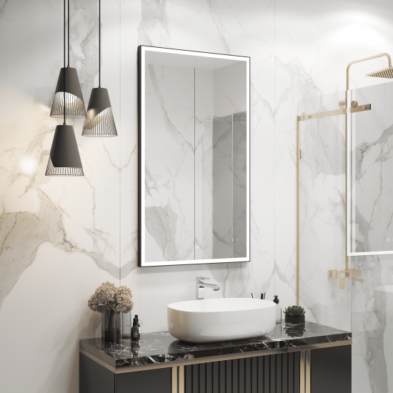 Зеркало Континент Frame Black LED 700х1200