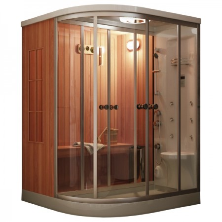 Финская сауна с душевой кабиной FRANK F915L 150х150 см левосторонняя