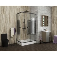Душевой уголок Niagara Eco NG-012-14Q BLACK 120x80 стекло прозрачное с рисунком "Мозаика"