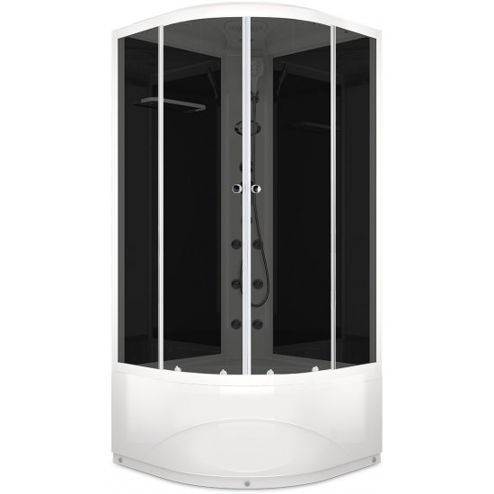 Душевая кабина DOMANI-Spa Delight 110 high 80x80 тонированное стекло / черные с крышей и гидромассажем DS01D88HBT10