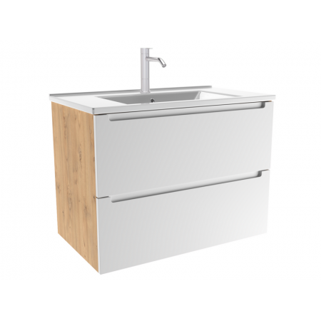 Тумба для ванной комнаты ЗОВ Дион, с раковиной, Белый мат/Дуб 70
