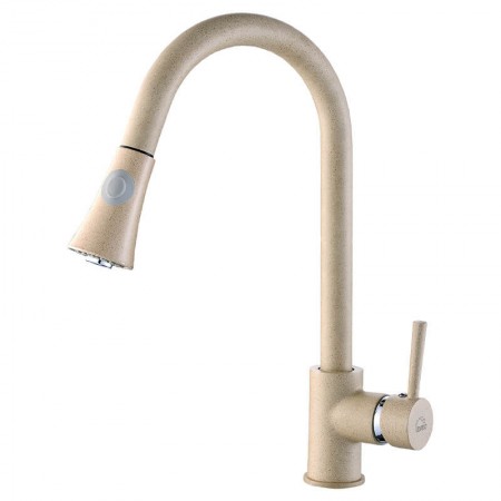 Смеситель для кухонной мойки Laveo Daru BLD_469D с выдвижным изливом бежевый
