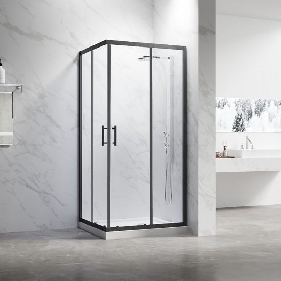 Душевой уголок Veconi RV27B-8080-01-C8 80x80 стекла прозрачные, профиль черный