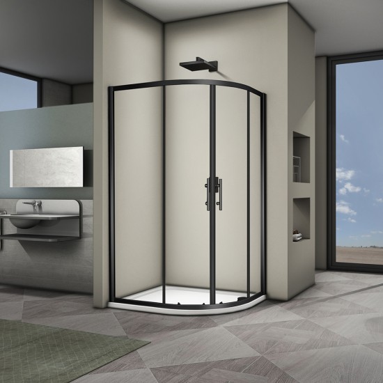 Душевой уголок Veconi RV08B-10080A-01-19C3 100x80 стекла прозрачные, профиль черный