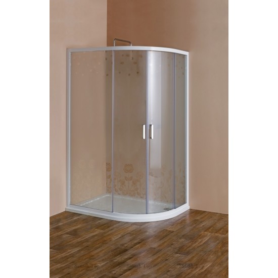 Душевая дверь Cezares ROSA-RH-2-120/90-RO-Bi-R 120x195 стекло матовое с прозрачным рисунком, профиль белый (правый)