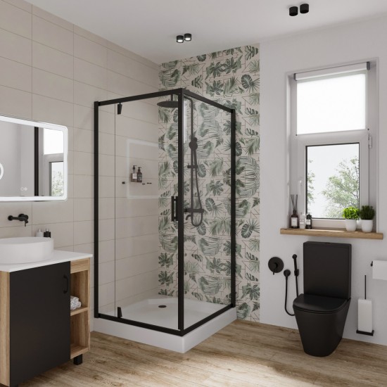 Душевой уголок Niagara Nova NG-6802-08 BLACK 100x100 без поддона прозрачное стекло