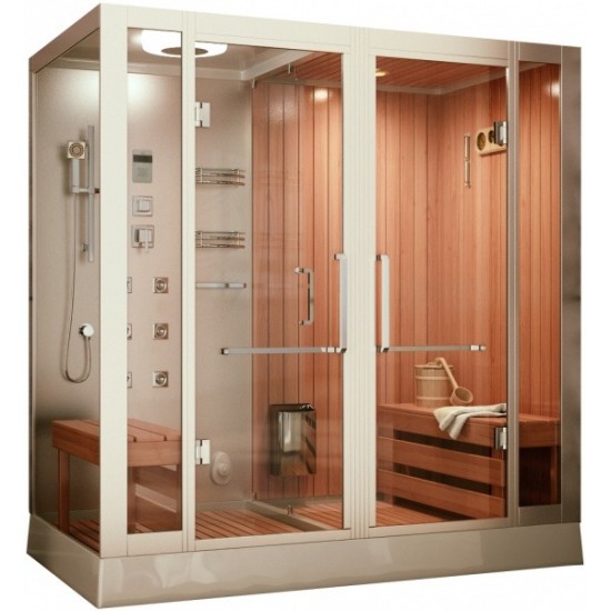 Финская сауна с душевой кабиной FRANK F921R 130х120 см правосторонняя Финская сауна с душевой кабиной FRANK F921R 130х120 см правосторонняя