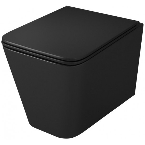Унитаз подвесной OWL Vatter Ruta-H Matt Black 53x36,5 безободковый, сиденье Duroplast с микролифтом