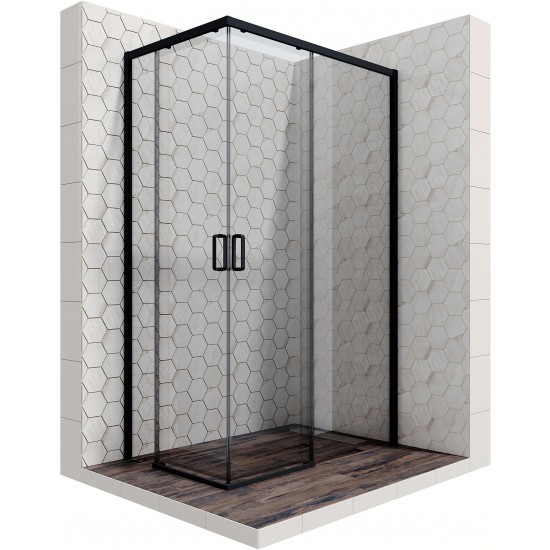 Душевой уголок Ambassador Queen Black 11011205R прямоугольный 120x80x200 (прозрачное стекло / профиль черный)