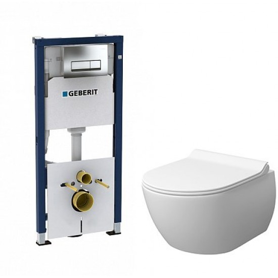 Комплект инсталляции Geberit Duofix 458.128.21.1 с подвесным унитазом Керамин Эридан R СК + жесткое сиденье Slim