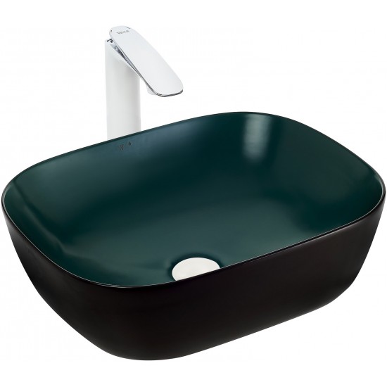 Умывальник накладной Welt-Wasser ELBACH M2143 BBG 49x39,5 матовый черно-зеленый