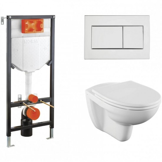 Комплект инсталляции с подвесным унитазом, крышкой и клавишей смыва Vitra Norm Fit L-box 9773B099-7207