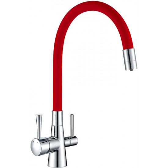 Смеситель для кухни Lemark Comfort с подключением к фильтру питьевой воды LM3075C-Red хром/красный