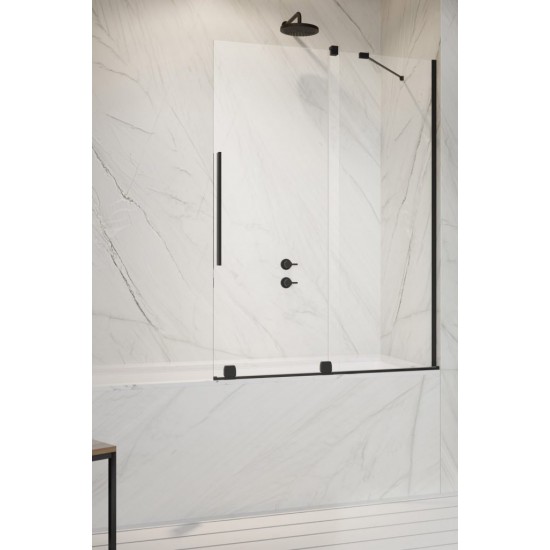 Шторка на ванну Radaway Furo Black PND II 180L 180x150 стекло прозрачное, профиль черный (левая)
