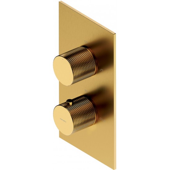 Термостатический смеситель скрытого монтажа для ванны и душа Omnires Contour CT8036GLB брашированное золото
