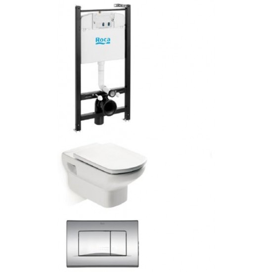 Комплект Roca Pack Dama Senso 893104090 (инсталляция + кнопка + унитаз + сиденье)