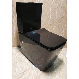 Унитаз напольный Ceramalux 2170-18 35x66,5 безободковый, сиденье Duroplast с микролифтом, черный глянец