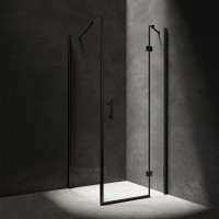 Душевой уголок Omnires Manhattan BL ADC10X-ABLTR+ADR80X-BLTR 100x80 стекла прозрачные, профиль черный