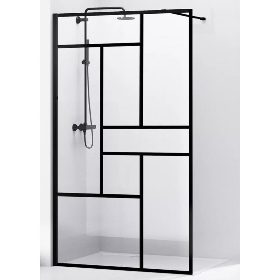 Душевое ограждение ABBER Immer Offen AG63100B  100x200 прозрачные стекла / черный профиль