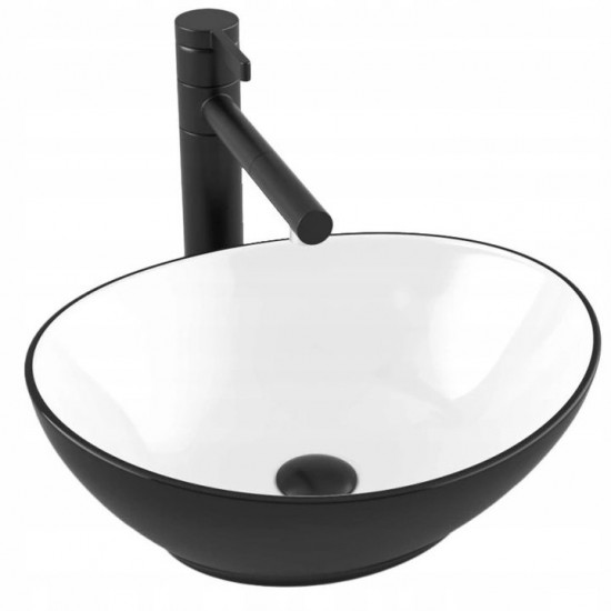 Умывальник накладной Calani Fiesta Black White 41x34,5 черный, белый