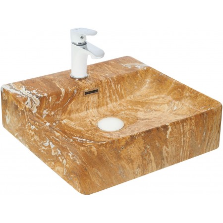 Умывальник накладной Welt-Wasser ELBACH 2177 M846 42x42 мрамор бежевый с белым
