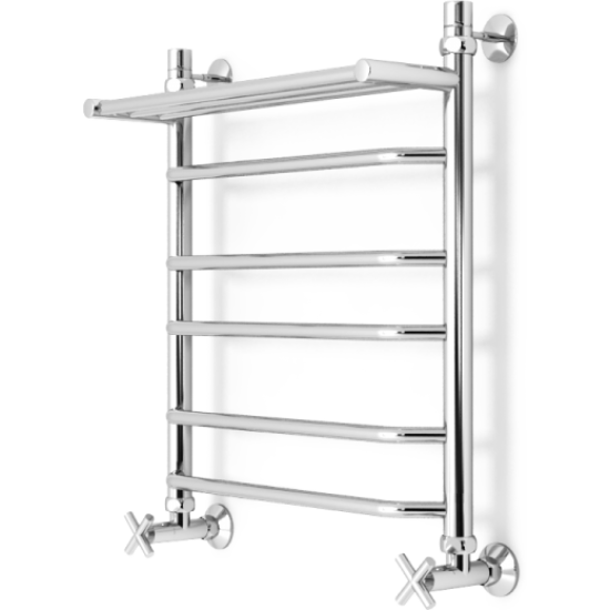 Полотенцесушитель Zorg Tiida Plus 500/600 50x60 с полкой, нижнее подключение, хром