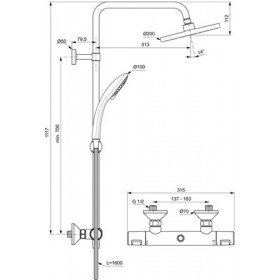 Душевая стойка с термостатическим смесителем Ideal Standard Ceratherm T25 A7208AA