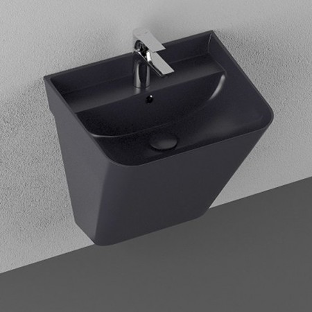 Умывальник подвесной Isvea Sott Aqua Monoblock 10SQ37002B 50x42, черный матовый