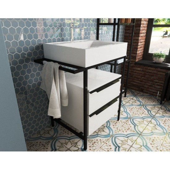 Тумба напольная  c умывальником Эстет Comfort Loft 70,8x49,5 с металлическим каркасом 2 ящика