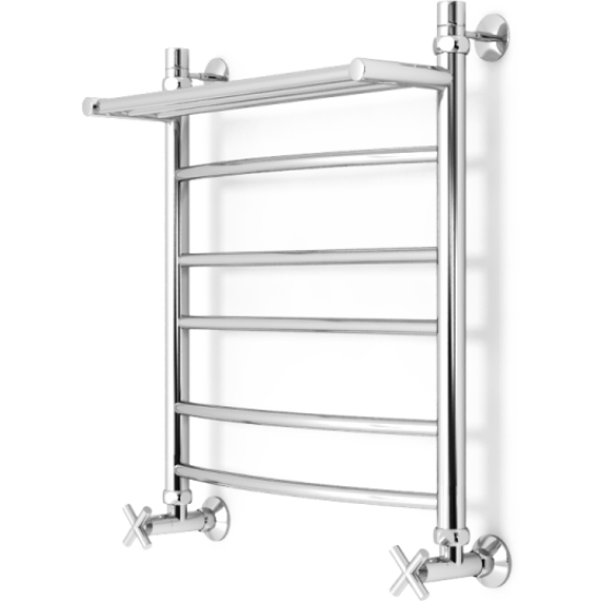 Полотенцесушитель Zorg Serena Plus 500/600 50x60 с полкой, нижнее подключение, хром