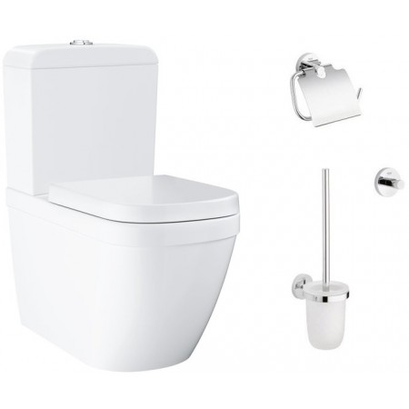 Напольный унитаз Grohe Euro: бачок 39332000 + чаша 39338000 + сиденье с крышкой пневмо 39330001 + набор аксессуаров Grohe Essentials 40407001
