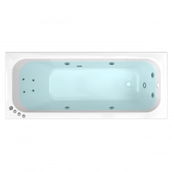 Ванна гидромассажная акриловая Triton Ника 170x75 Комфорт, Flat металл.(+гидро+спина+кран переключатель+хромотерапия)