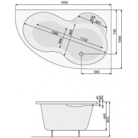 Ванна акриловая Poolspa Mistral 150x105 (правая) с ножками