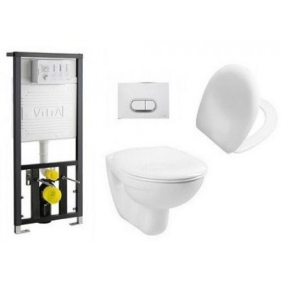 Инсталляция с клавишей матовый хром и унитазом подвесным Vitra Normus 9773B003-7203 52.2x35.5