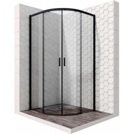 Душевой уголок Ambassador Queen Black 11011201 полукруглый 90x90x200 (прозрачное стекло / профиль черный)