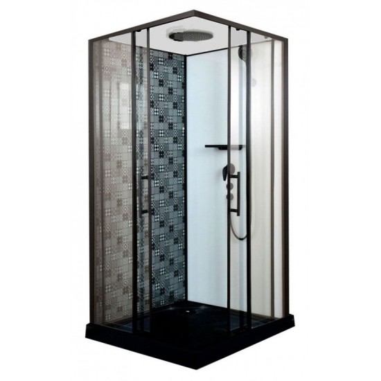 Душевая кабина Esbano ESB-100CKR 100x100 стекла прозрачные, задние стенки декор Душевая кабина Esbano ESB-100CKR 100x100 стекла прозрачные, задние стенки декор