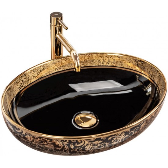 Умывальник Rea Margot Black Gold 52x40 черный/золото