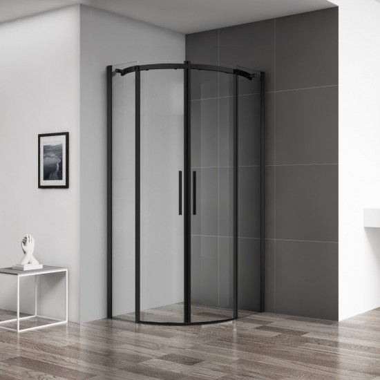 Душевой уголок Belbagno ACQUA-R-2-100-C-NERO 100x100 стекла прозрачные