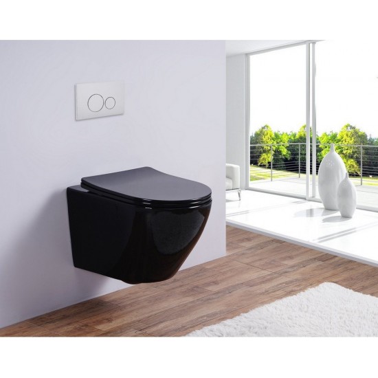 Унитаз подвесной Esbano Azalea B 36,5x49 черный глянец