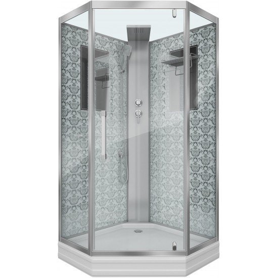 Душевая кабина Niagara Lux NG-7717WBK 100x100 серебро, без крыши Душевая кабина Niagara Lux NG-7717WBK 100x100 серебро, без крыши