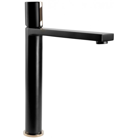 Смеситель для умывальника Rea ICON BLACK L.GOLD REA-B5681 высокий, черный/золото