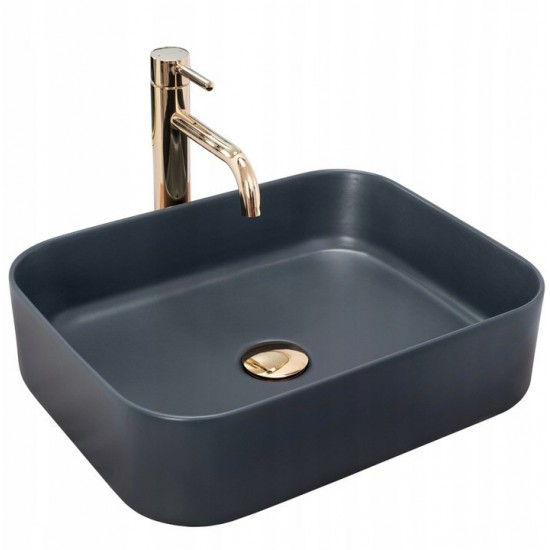 Умывальник Rea Kaya Navy Blue Matt 46x36 синий матовый
