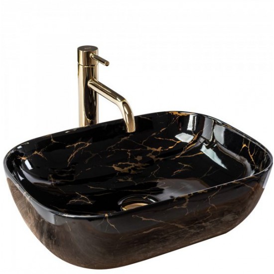 Умывальник Rea BELINDA Black Marble Shiny 46,5x33