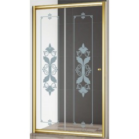Душевая дверь Cezares GIUBILEO-BF-1-120-CP-G 120x195 стекло прозрачное с матовым узором, профиль золото